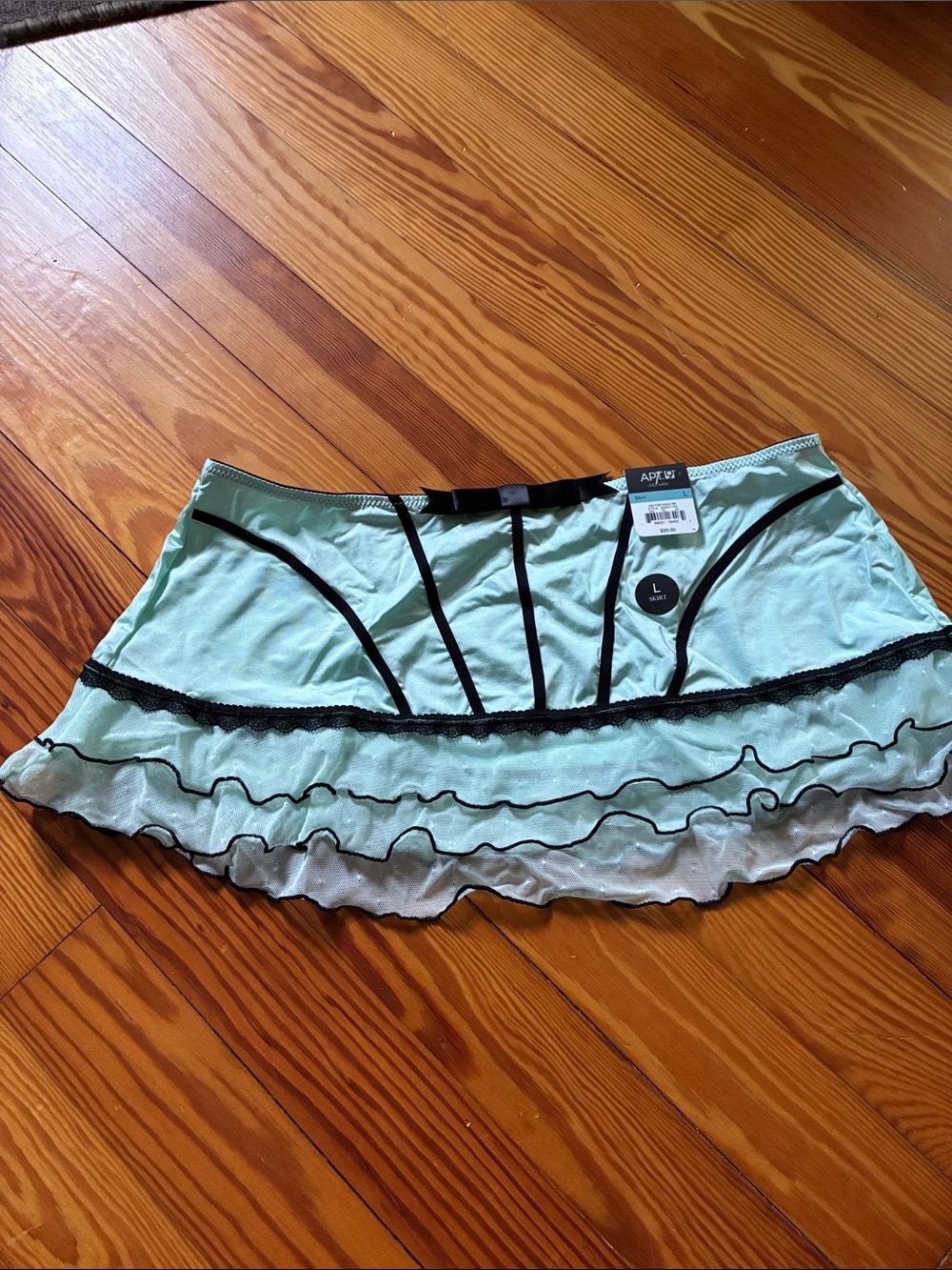 Apt. 9 Mint Intimates Skirt with Black Trim and Ruffle Hem